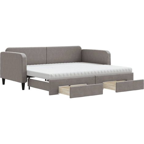 Maison Exclusive - Tagesbett Ausziehbar mit Schubladen Taupe 90x2
