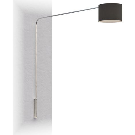 Piantana Contemporanea Corner Metallo Cromo Tessuto Nero 1 Luce E27