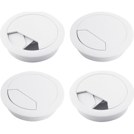 4PCS Passe-Câbles de Bureau en Plastique Blanc, 60 mm - Solution de Gestion des Câbles Robuste et Facile à Installer, pour Plans de Travail, Bureaux, Tables -Espace de Travail Organisé et Épuré (1/5)