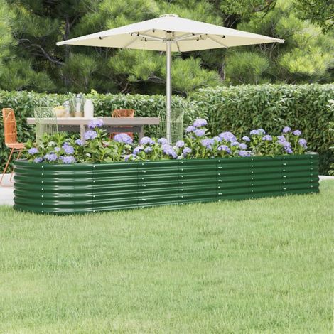Jardinière - Balconnière à fleurs Acier enduit de poudre 296x80x36 cm Vert BV737329 - BonneVie (1/5)