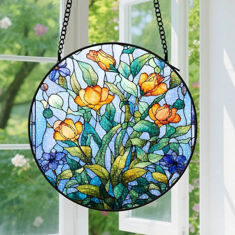 Suspension en vitrail, attrape-soleil coloré unique artistique, décoration maison intérieure, cadeau Fête des Pères pour homme, femme, maman 15 cm (1/5)