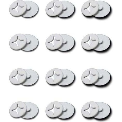 Lot de boutons de fixation pour moustiquaire, fenêtre, moustiquaire, fenêtre de toit, sans perçage (12PCS, Blanc) (1/4)