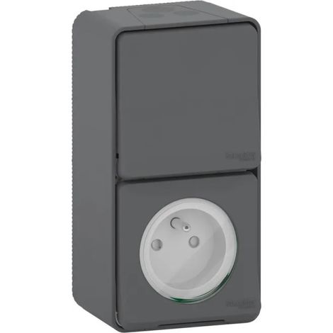 Interruptor bidireccional con toma de tierra impermeable gris antracita SCHNEIDER ELECTRIC