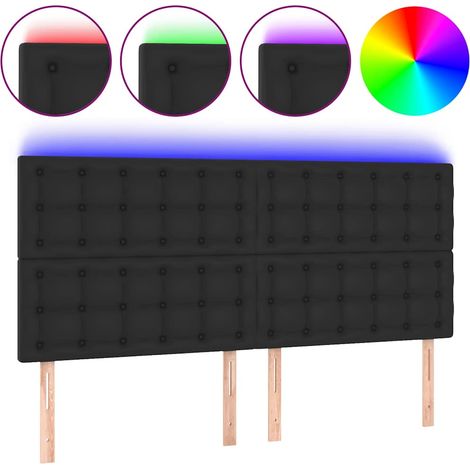 Tête de lit à LED Résistante et économique, Panneau de lit, Noir 160x5x118/128 cm Similicuir OIB1065E (1/5)