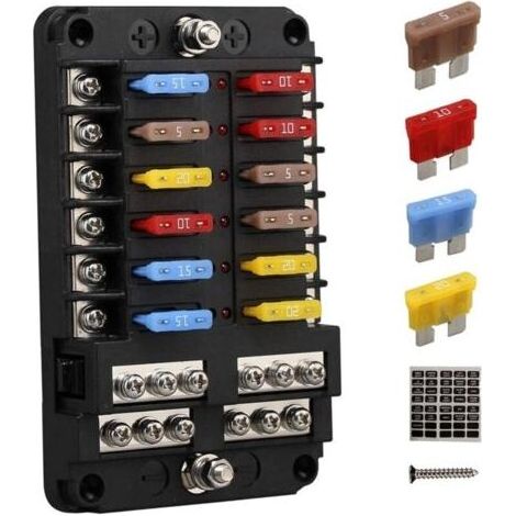 12-facher Sicherungskasten (12–32 V) – LED-Anzeige – Umweltfreundliches PBT – Für Fahrzeuge, Wohnmobile und Boote – Schutz elektrischer Stromkreise (1/5)