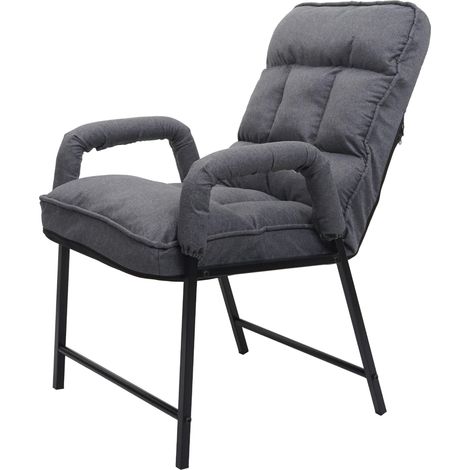 Chaise de salle à manger HWC-K40 capacité de charge 160kg dossier réglable métal - tissu/textile gris foncé
