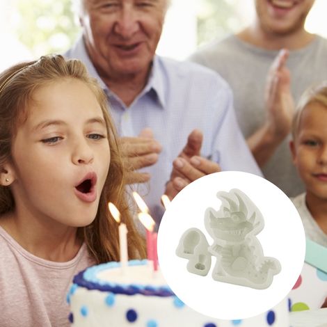 Moule en silicone 3D dinosaure pour la décoration de gâteaux d'anniversaire d'enfants, moule à pâtisserie pour bonbons et gâteaux moelleux, couleur aléatoire (1/5)