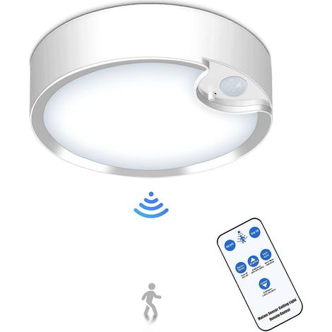 Plafonnier à piles 400 lm, intensité variable 3000 K/6000 K, idéal pour douche, placard, escalier, buanderie, garage. (1/5)