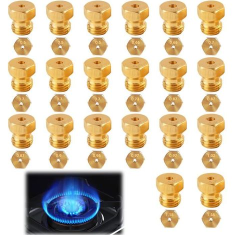 20 pièces Gicleur gaz Butane Universels,Jeu de Conversion pour GPL pour Gazinière,Cuisinière et Plaque Cuisson Bouteille Gicleur (1/5)