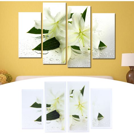 Ensemble de 4 tableaux décoratifs muraux floraux sans cadre, pour la maison, le bureau ou le hall d'entrée. (1/5)