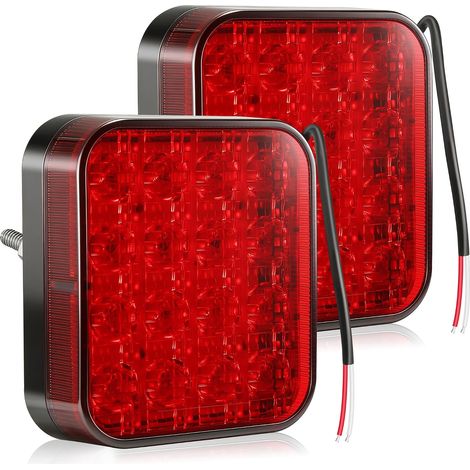 16LED Feu Antibrouillard Arrière pour Remorque - 12V/24V 2,2W Lampe Antibrouillard LED Rouge pour Panneau de Feux Arrière de Remorque Caravane Camion Tracteur (1/5)