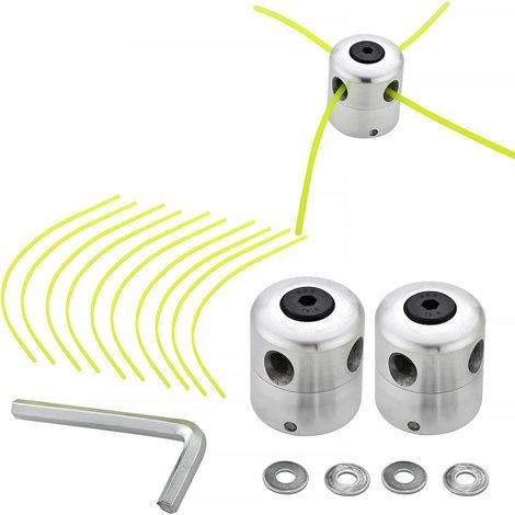 Testina universale per decespugliatore in alluminio, testina tagliaerba a doppio filo con bobina, testina in nylon per tosaerba, 2 testine + 10 fili (1/5)