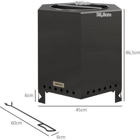 Brasero de table sans fumée, foyer en métal noir, idéal pour le jardin, le camping et la terrasse. Parfait pour le jeu de poker, le jardin, le camping ou toute autre activité sur la terrasse. (1/5)