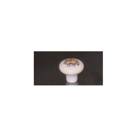 ORECA - 1 POMOLO TONDO IN PORCELLANA BIANCO MOTIVO BOSCO 30X25mm