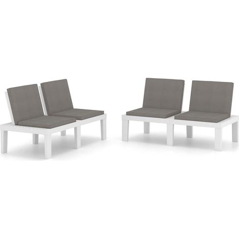 Maison Exclusive - Panchine da Giardino con Cuscini 2 pz in Plastica Bianche (1/5)