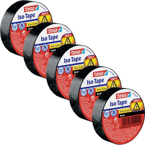 tesa  56192-00502-23 Isolierband tesa® Schwarz (L x B) 10 m x 15 mm 5 St.