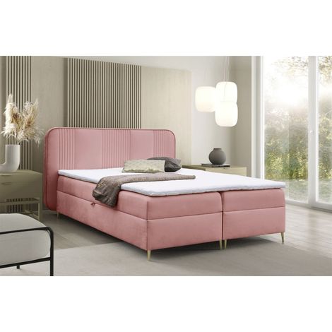 Boxspringbett Schlafzimmerbett AVERY 180x220cm Stoff Magic Velvet Rosa
