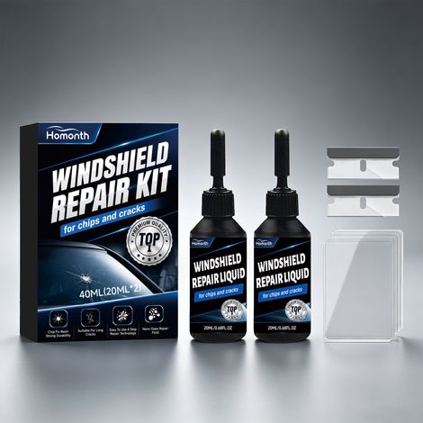 Windschutzscheiben-Pflegeset für die tägliche Reparatur und klare Sicht – 2 x 20 ml, 2 x Klinge, 5 x Schutzfolie -- BIEMMEDUE (1/5)