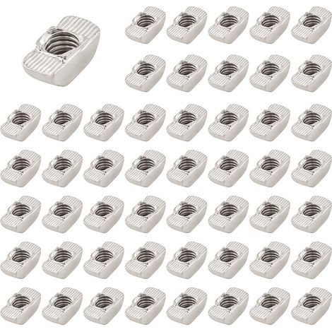 Lot de 50 Écrous à Tête de Marteau, Rainure en T, M8, Fente d'Extrusion, Norme Européenne (EU40-M8x19.5x10) (1/5)