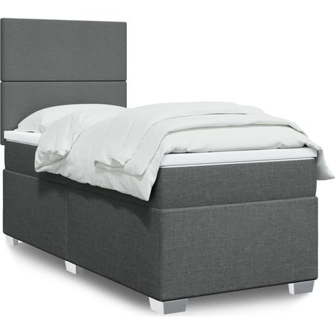 Boxspringbett mit Matratze Dunkelgrau 80x200 cm Stoff