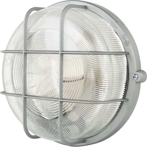 Lampe LED pour pièces humides, ronde, IP44, 7 W, 600 lm, 3000 K, idéale comme lampe murale ou de plafond, lampe d'atelier, lampe de cave, argent (1/3)