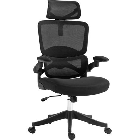 Sedia da ufficio regolabile in altezza con inclinazione e supporto lombare, 62x58x120-133 cm, nera