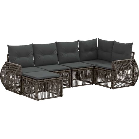 Gartensofa-set 6 pcs Grau und Dunkelgrau Poly-Rattan vidaXL