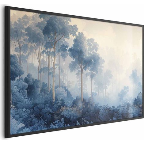 Poster – Ein Wald in nebligen Blautönen (1/4)