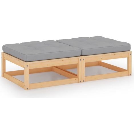 Repose-pieds de jardin avec coussins lot de 2 Bois pin solide (1/5)