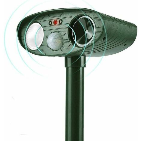Ultraschall-Katzenabwehrgerät, wasserdicht, solarbetrieben für den Außenbereich, Haustierabwehrgerät mit Bewegungsmelder und Ultraschall-Blinklichtern, für Katzen, Hunde, S (1/4)