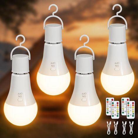7 W E27 Ampoule Rechargeable avec Telecommande, 3 Couleur, Lot de 2