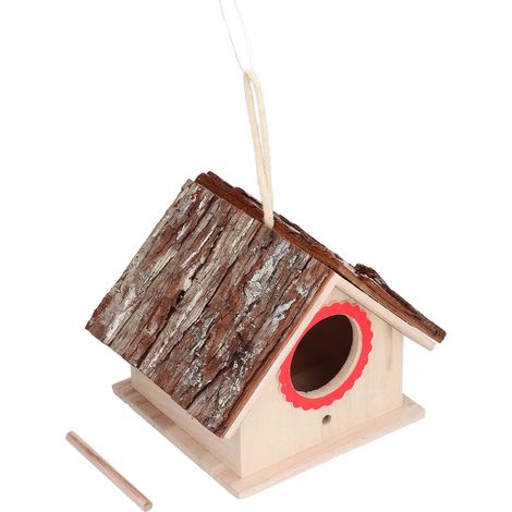 Nichoir suspendu en bois avec perchoir pour colibris et hirondelles, décoration de jardin extérieur (1/5)