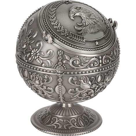 Cendrier rétro avec couvercle, décoration artisanale pour salon, bureau et maison, accessoire fumeur, pièce de décoration intérieure, élégant et pratique. (1/5)
