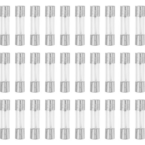 Fusibles Verre Soufflage Rapide 25A 250V 5X20mm 30Pcs Auto Métal, Verre, Ton Argent, Transparent, Protection Contre Surcharge, Marquage Clair (1/5)