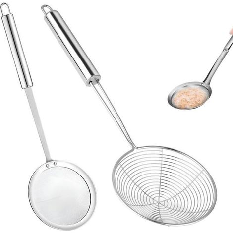 Écumoire et Passoire - Lot de 2 - Acier Inoxydable - Résistance Chaleur - Friture et Cuisson - 14 cm ACCESSOIRES FABRICATION MAISON (1/5)