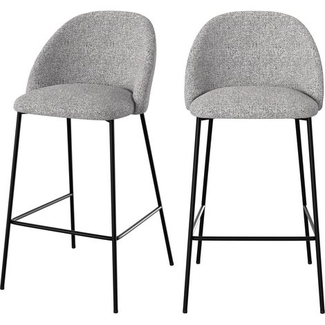 Set de 2 sillas para isla de cocina en tela jaspeada gris claro 66 cm - Karl (1/4)