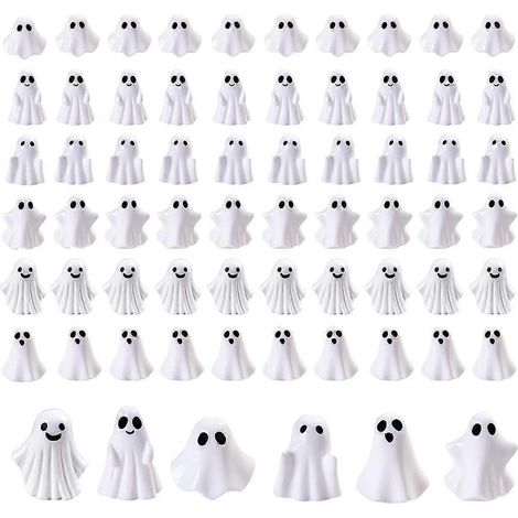 60 pièces mini Resin Ghost Figurines, Tiny Little Ghosts pour Halloween décor, Cute Spooky Vase Filler, Party Favors, décoration de la maison (1/5)