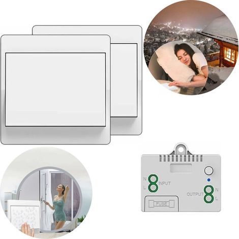 2-pack wireless switch – 50m range – Self-powered – 433 MHz RF receiver – 10A for lamps and connected devices (1/5)