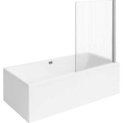 Baignoire droite VILLEROY ET BOCH Collaro 160 x 75cm Blanc mat  vidage et trop plein chrome + Pare bain droite AURYS Raywall