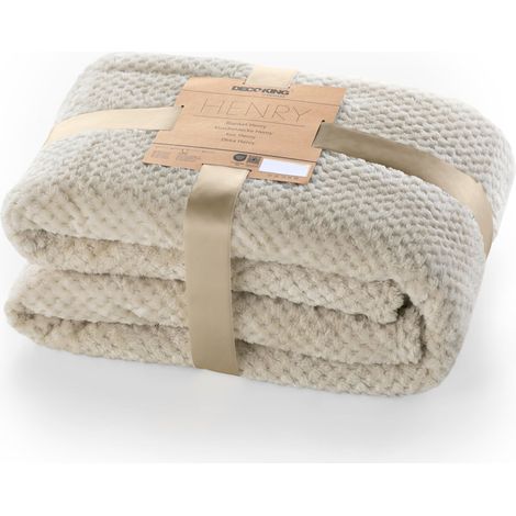 DecoKing Henry, Morbida Coperta in Microfibra/Pile, Coperta da Giorno, da Salotto, in Stile scandinavo, Poliestere, Cappuccino, 170 x 210 cm (1/5)