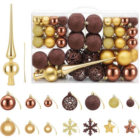 vidaXL Set di Palline di Natale 111 pz Marrone e oro 6 cm Polistirolo (1/5)