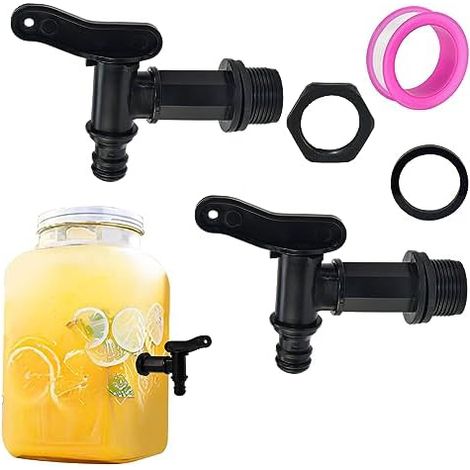 Robinets pour cuve plastique de récupérateur d'eau pluie et citerne, lot de 2 pièces (1/4)