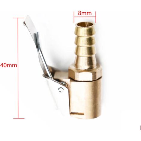 Accessoires auto pour compresseur : mandrin de gonflage de pneu en laiton de 8 mm, clip de serrage, adaptateur de valve.-AquaForge