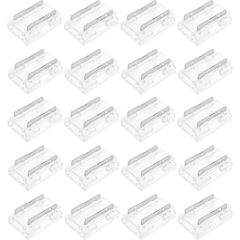 Lot de 20 Raccords LED COB 2 Broches pour Bandes Lumineuses 10 Mm-9 en 1, sans Zone Sombre, Adaptés aux IP20 COB/SMD (1/5)