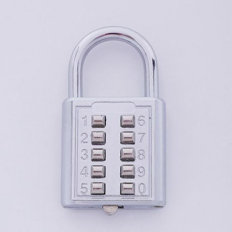 Cadenas antivol à combinaison à bouton-poussoir, cadenas à code numérique, en alliage de zinc, pour valise, bagage, armoire, casier. (1/4)
