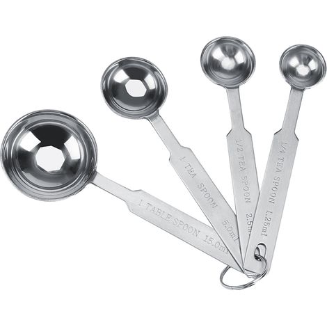 Ensemble de 4 cuillères doseuses en acier inoxydable pour ingrédients secs et liquides (1/5)