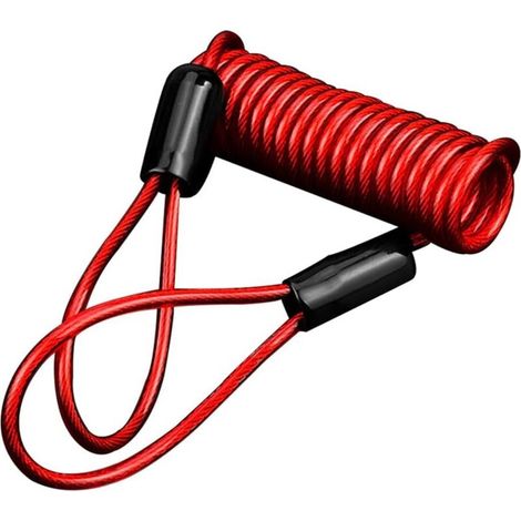 Câbles à Ressort Rappel, Cable Rappel Enroulé, Câble De Bobine Alarme Antivol Ressorts Sécurité, Cable D'antivol Disque, Câble pour Antivol Bloque-Disque Moto Verrouillage(Rouge) (1/5)