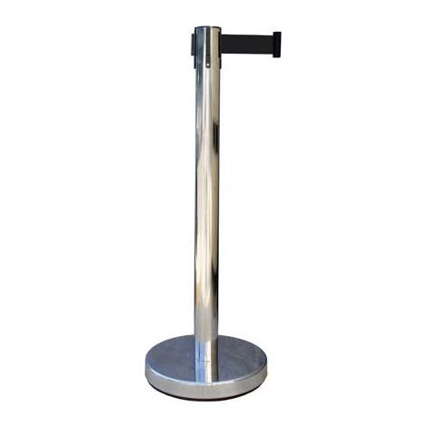 Postes separadores (con cinta extensible retráctil) 2m, Ø63mm METALWORKS Poste Inoxidable / Cinta Negra