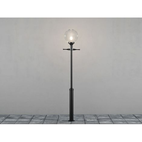 Große Mastleuchte ORION Aluminium Schwarz mit Glaskugel, Höhe 240cm (1/5)
