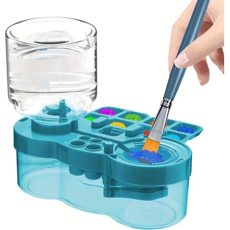 Nettoyeur de pinceaux avec bac à peinture, rinçoire de pinceaux à circulation d'eau avec porte-pinceaux, outil de nettoyage de pinceaux à l'aquarelle/huile et peinture à base d'eau (1/4)